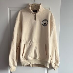 Varsity Cream Quarter-Zip Sweater